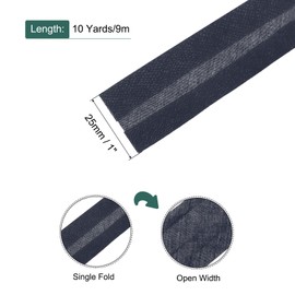 QUARKZMAN 1 Inch Single Fold Bias Tape, Polyester, Continuous Bulk Bias Tape for Sewing, Seaming Quilting, Hemming, Binding Crafts (Navy Blue, 10 Yards)