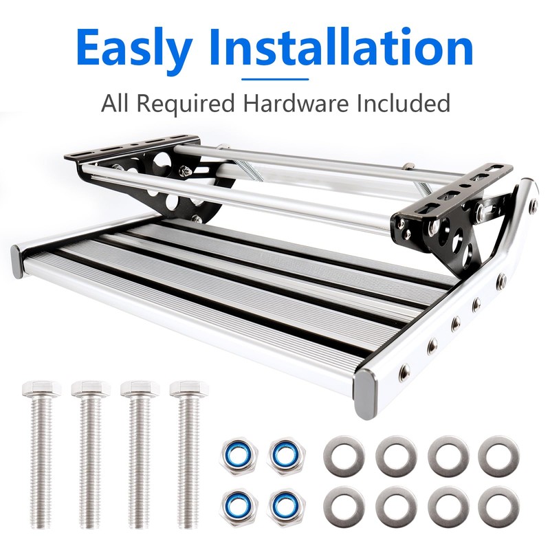 RV Folding Single Step Non-Slip RV Stairs One-Hand Expand or
