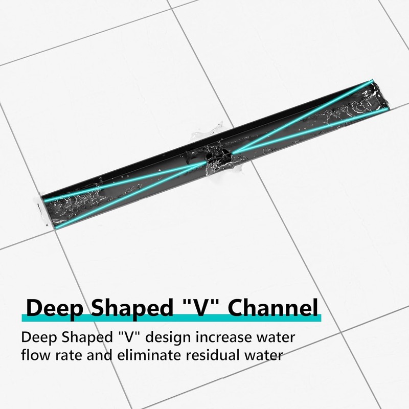 Neodrain 32 in Matte Black Linear Shower Drain- with 2-in-1