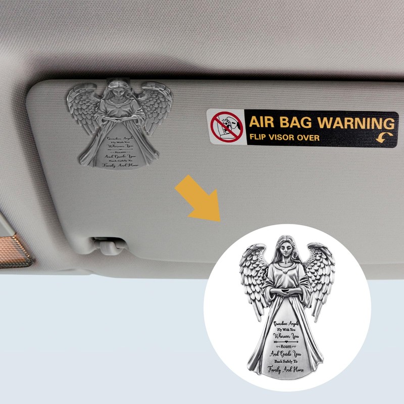 BBTO 2 Pcs Guardian Angel Sun Visor Clip Bless Travel