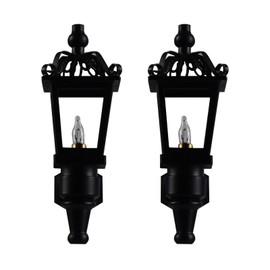 1:12 Scale Miniature 12 Volt Wired Black Nickel Coach Lamp Set