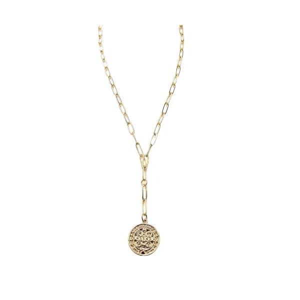 Gold Coin Charm Lariat Plated Paperclip Chain Linked Paper Clips