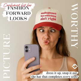 Two Tone Vintage Snapback Hat - Undiagnosed But Something Ain't Right - Red/Beige