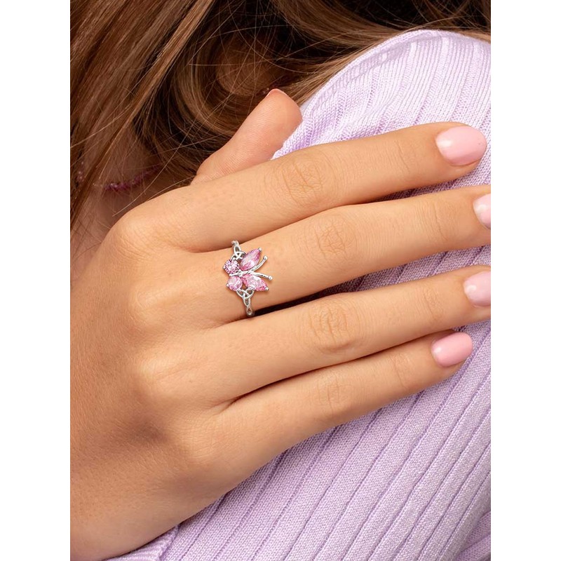 SILVERCUTE Statement Pink Ring Sterling Silver Celtic Knot Design Luxury