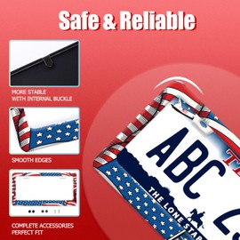 Patriotic American Flag License Plate Frame Abstract USA Flag License Plate Funny Auto Accessory Bracket Stainless Steel License Plate Frames 6.3 x12.3 Inch