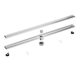 Bernkot Linear Shower Drain, 48" Brushed 304 Stainless Steel Drain with Tiled Drain Grate & Hair Strainer, CUPC Certified Tiled in Drain
