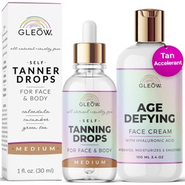 GLEOW- Gotas autobronceadoras para el rostro con crema revitalizante, gotas autobronceadoras para el rostro con crema revitalizante, autobronceador