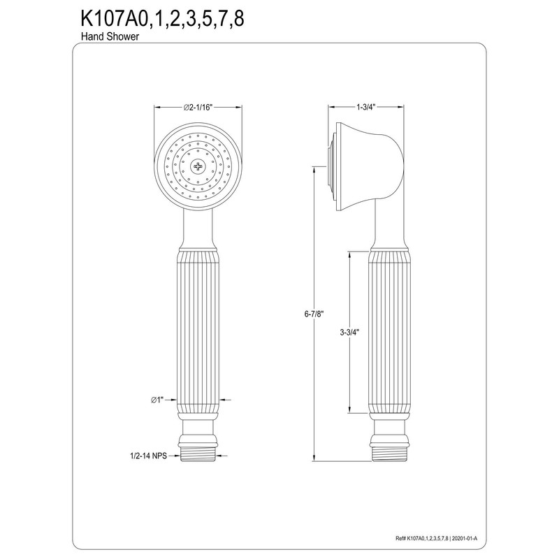 Kingston Brass K107A1 Vintage Hand Shower Head, Polished Chrome