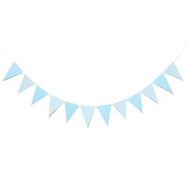 Costume Bay 12pcs Triangular Flags Pennant Banner Bunting Banner | Reusable and Stylish for Party Wedding Christmas Birthday Bedroom Decoration (Triangle Flag Banner - Light Blue, ONE)
