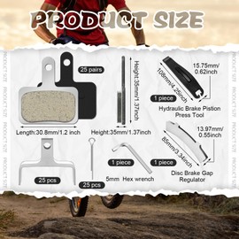 Datanly 25 Pairs Bike Brake Pads, Bicycle Disc Brake Pads Compatible with TRP Tektro Shimano, Mt200 M355 M446 M447 M315 M365 Mt500, MTB Bicycle Disc Ebike Brake Pads with Installation Tools