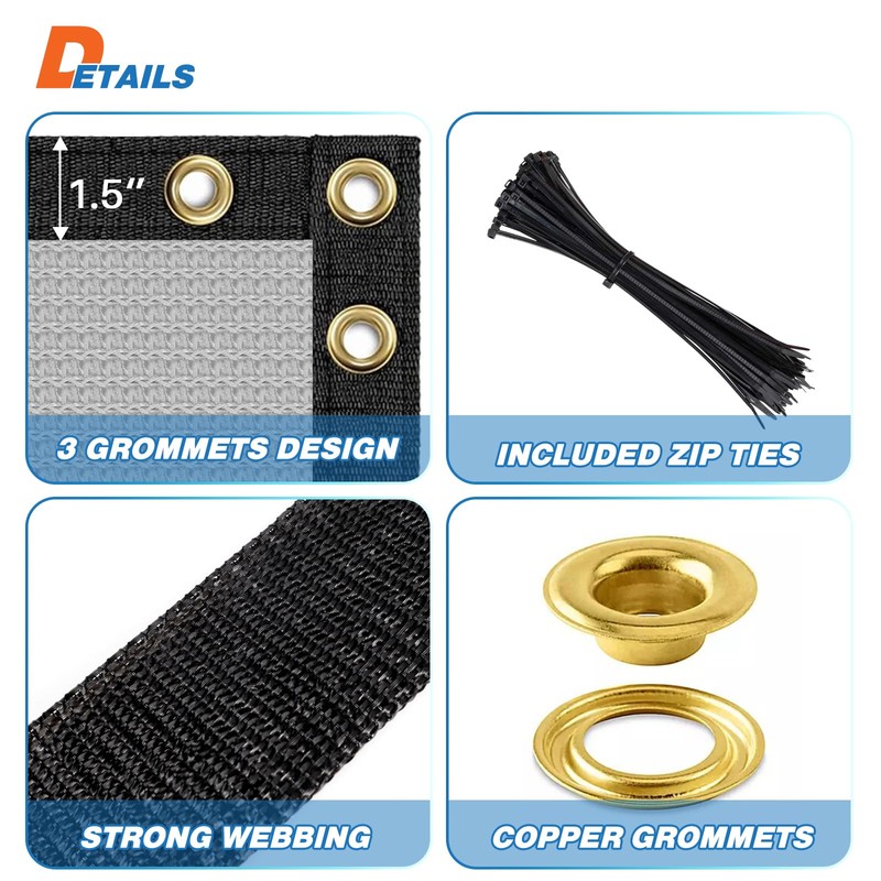 TANG Privacy Fence Screen Grey 5' x 20' for Patio