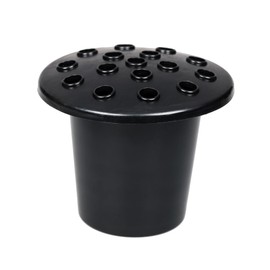 Invero Set of 2 Memorial Grave Vase with Lid Plastic Pot Insert Flower Holder - Ideal Grave Decoration for Fresh or Artificial Flowers - Black Lid