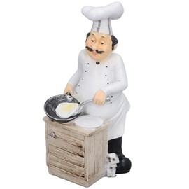 Chef Cooking Figurine Small Stereoscopic Art Ornament Resin Decoration Statue for Kitchen Living Room Bedroom