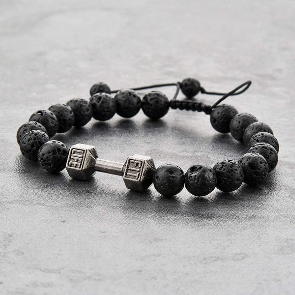 Mystiqs Fitness Adjustable Lava Rock Beaded Stone Bracelets Essential Oil Diffuser for Men/Women, Aromatherapy Ideal for Anti-Stress or Anti-Anxiety