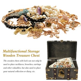 AMPUTEE Pirate Treasure Chest, Vintage Treasure Box with Lock, Durable Kids Wooden Treasure Chest Box, Decorative Pirate Treasure Chest Box Wooden Jewellery Storage Box for Boys and Girls Gift Toys