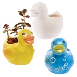 Baker Ross FX570 Duck Ceramic Flowerpots - Box of 2, Paint Your Own Plant Pot