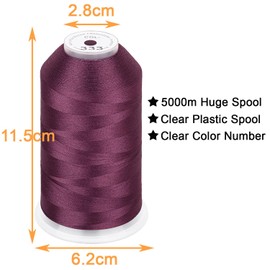 New brothread - Single Huge Spool 5000M Each Polyester Embroidery Machine Thread 40WT for Commercial and Domestic Machines - Amber Red