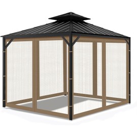 Gazebo Universal Replacement Mosquito Netting – 4-Panel Screen Sidewalls with Zipper for 10"x10" Canopy Or Gazebo