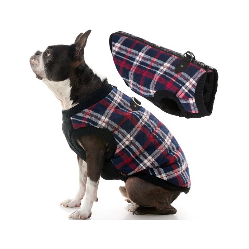 Gooby Fashion Vest Check, White, Medium