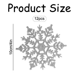 Rumyve 12pcs Glitter Xmas Tree Ornaments,Christmas Snowflake String Hanging Decoration,Window Decoration Xmas Accessories Winter Christmas Party Wedding Decor(Silver)