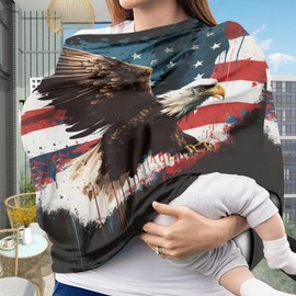 ZFRXIGN Bald Eagle Nursing Cover Breastfeeding Covers American Flag Shopping Cart Cover for Girls Boys Stretchy Infant Carseat Canopy, Shopping Cart Covers