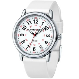 PINDOWS Watches for Women, Analog Quartz Ladies Watches for Students Women and Men, 30M Waterproof Military Time Luminous Easy-Read Dial