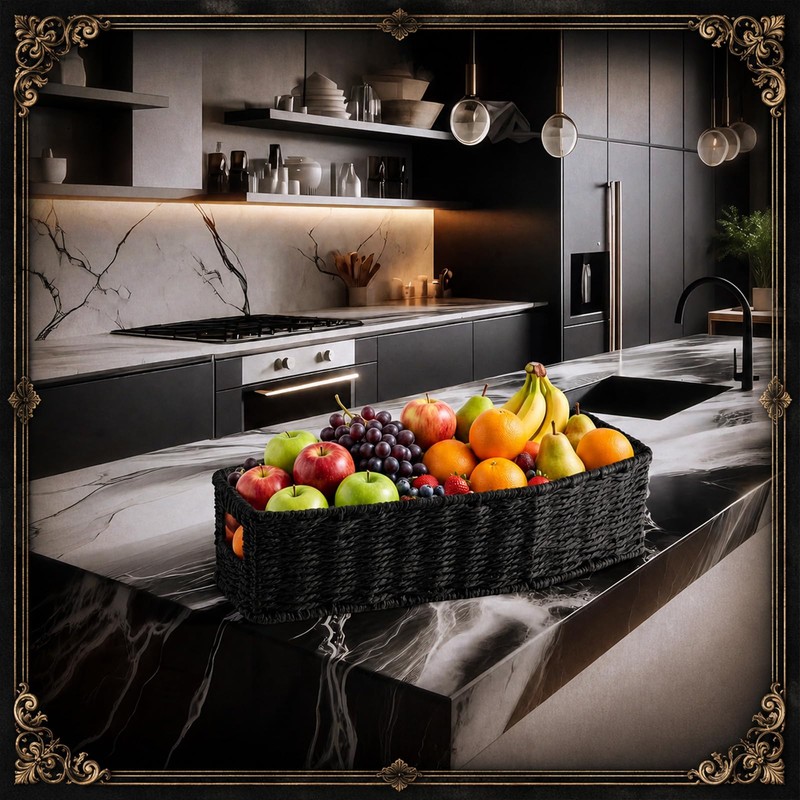 Goth Storage Basket for Bathroom Black Coffin Tray Woven Paper