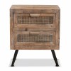 Baxton Studio Calida Whitewashed Brown Wood and Rattan 2-Drawer End