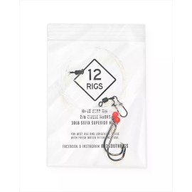 BluefinTackleCo 1 Hi-Lo Surf Pier Beach Fishing T-Knot Rig 2/0 Circle Hooks 30# Mono - Green Glow