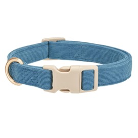 YUDOTE Soft Corduroy Dog Collar with Plastic Clip - Comforty and Adjustable for Small Dog Daily Using in Blue