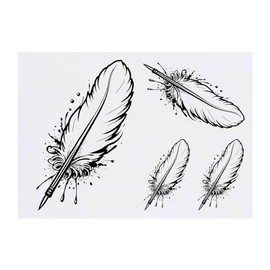 Azeeda 4 x 'Tintenfeder' Temporäre Tattoos - Wasserfest, Hautfreundlich & Ungiftig · Transfers in Verschiedenen Größen (TO00069396)