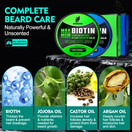 aokur 2 Pack Beard Balm for Men – Sandalwood & Unscented – Biotin Beard Conditioner for Softening, Styling & Supporting Beard Growth – Gift Set for Father’s Day, Anniversaries & Christmas