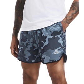 SILKWORLD Mens Running Shorts Quick Dry Athletic Yoga Shorts with Zipper Pockets, DH/LSL/camo(Pack of 3), L