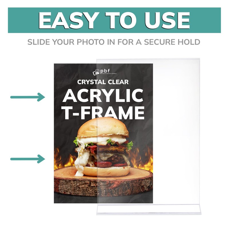 Photo Booth Frames - 5x7 Durable Crystal Clear Acrylic T-Shape