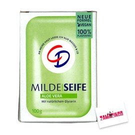 CD Mild Soap with Aloe Vera, Vegan & Plant-Based, 100 g, Plastic-Free, with Natural Glycerine, Handy Format + Zama4Zingo Card (Aloe Vera, Pack of 24)