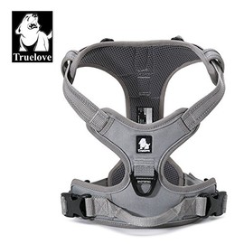 WINHYEPET True Love Dog Harness, No-Pull Reflective Pet Harness with 2 Leash Clips Adjustable Soft Padded Dog Vest with Easy Control Handle for Small Medium Large Dog TLH5651(Gray,S)