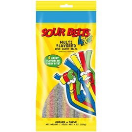 Snacktery Rainbow Sour Belts - Vibrant & Tangy Colorful Rainbow Sour Strips - Non GMO, Vegan & Kosher Sour Gummy Candy - 4 Ounce Pack