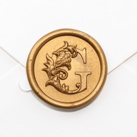 Nuvretk 50pcs Wax Seal Stickers Alphabet G – Self-Adhesive Gold Initial Letter Seals, Handmade Baroque Style for Wedding Invitations, Envelopes, Birthday & Party (G)