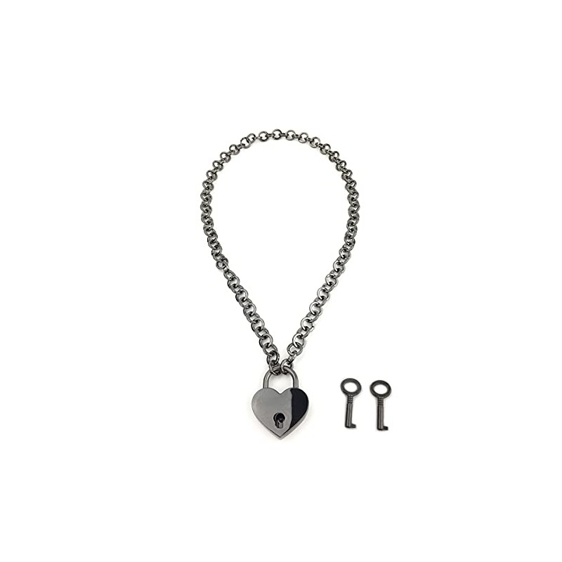 Destiny Love Padlock Choker Collar Necklace with Lock and Two