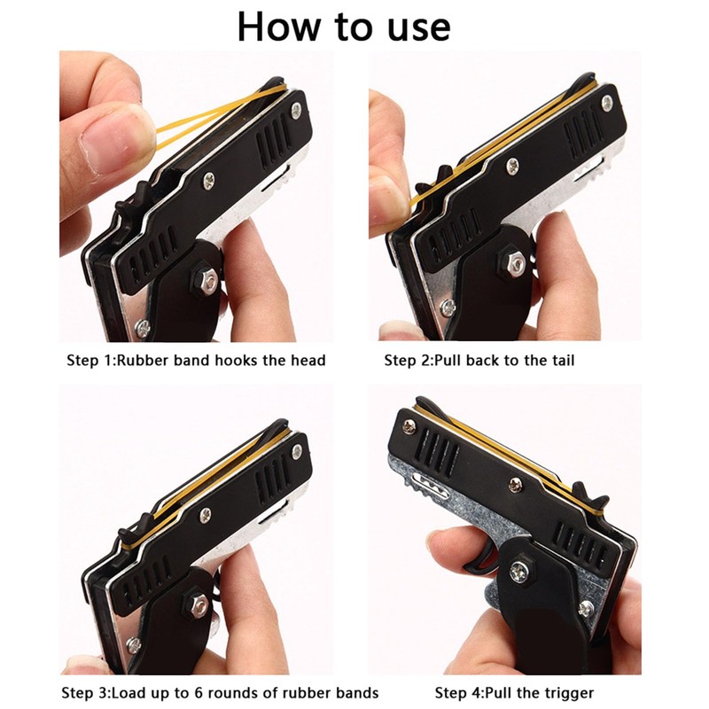 Mini rubber band gun made of metal