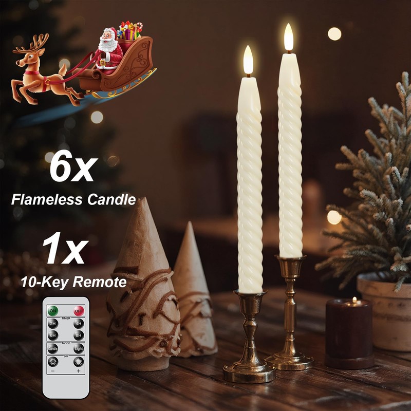 Lasumora Flameless Taper Candles Flickering with Remote Timer, LED Taper