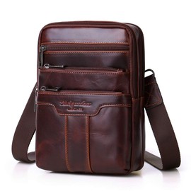 Xieben Leather Shoulder Crossbody Travel Bag for Men Women, #02redbrown