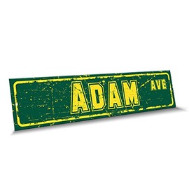 Customola - ADAM Name Green Yellow Color Street Sign, 4"x 18" Aluminum Metal Novelty Sign, Indoor - Outdoor, Design e36