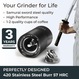 Manual Coffee Grinder by Alpaca Ventures - Stainless Steel Conical Burr Coffee Grinder Manual with Adjustable Setting Double Bearing Hand Espresso Grinder Perfect for Home, Office and Camping