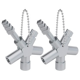 ABSINA Universal Key with 4 Profiles, Pack of 2, Triangular Key, Square Key, Control Cabinet Key, Square Triangular, Universal Key for Standard Cabinets and Locking Systems