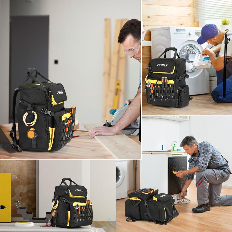 VISMIX Tool Backpack, Large Tool Bag Backpack for Men Heavy