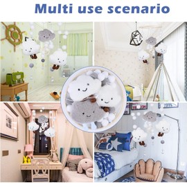 Baby Wind Crib Chime with Felt Balls, 3D Cloud Doll, Hanging Bed Bell Pendant, Mobile Game for Children’s Nursery, Bed Decor (Grey)