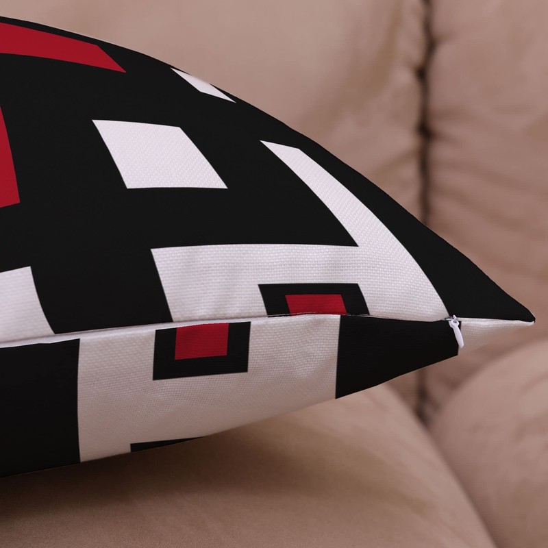 EZVING Set of 4 White Black Red Modern Abstract Geometric