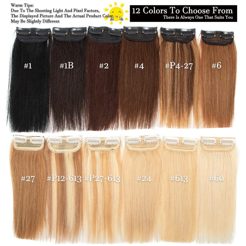 FEIPRO Haarverlängerungen, kurz, dick, seidig, gerade, Clip aus Remy-Echthaar, für