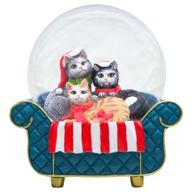 Cat Snow Globes, Blue Cat Snow Globe for Kids, Christmas Snow Globes for Girls/Boys, 100MM Glitter Glass Snowglobes for Boys, Cat Crystal Ball Home Office Table Decor Birthday Gift (Blue)